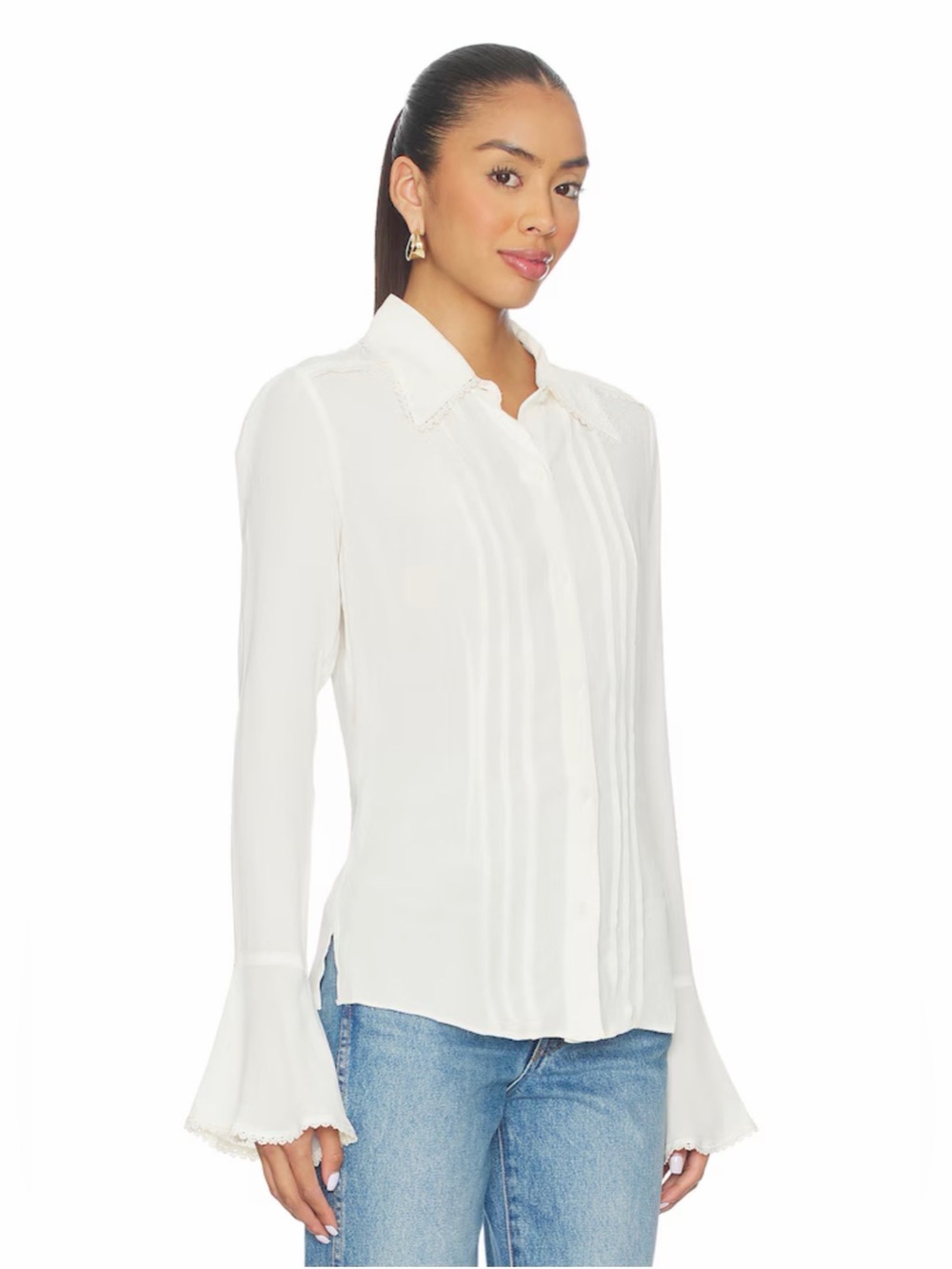 NWT $128 Free People Melrose Top in Whisper White - Picture 3 of 3